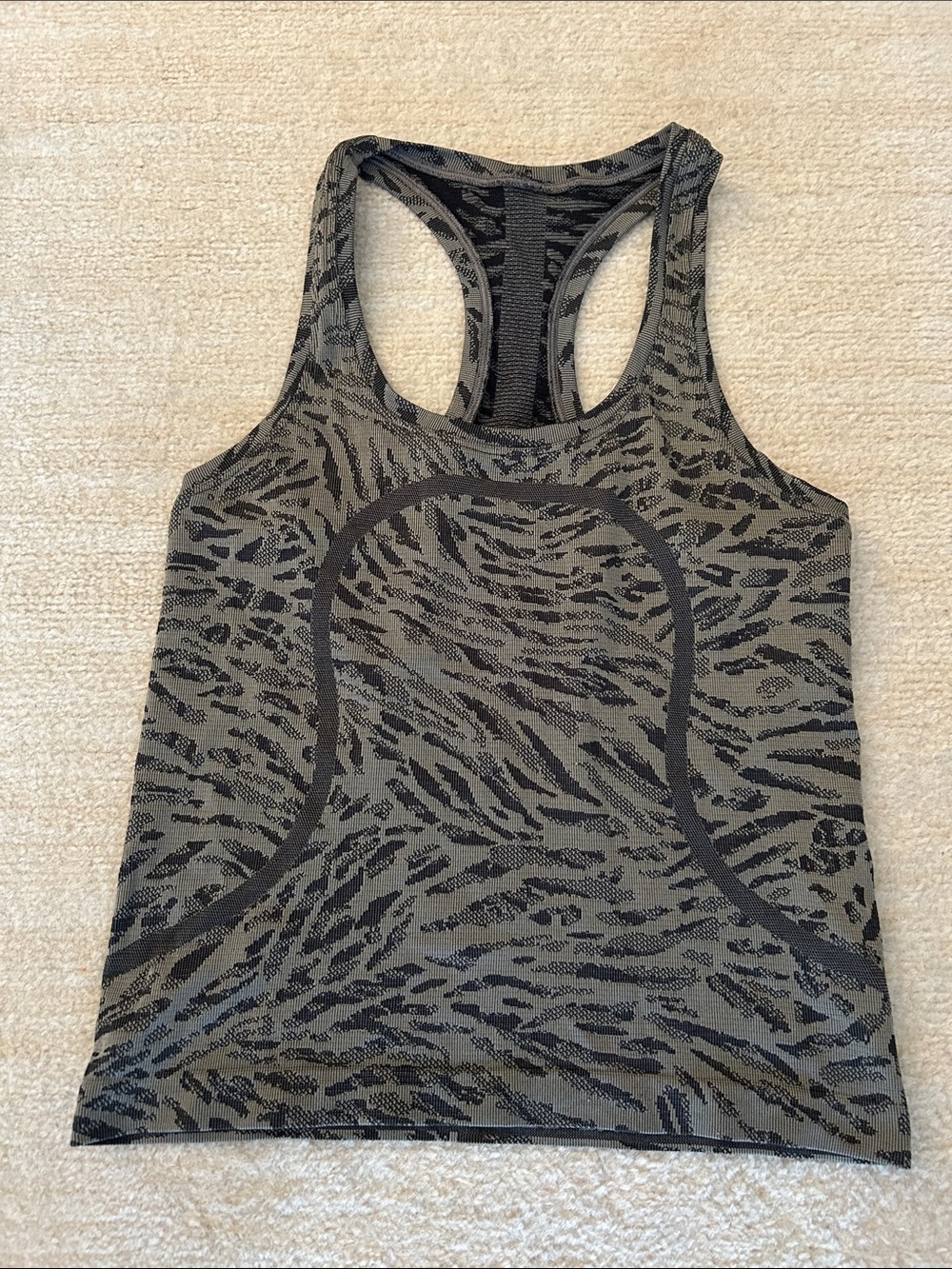 lululemon athletica Black and Gray Zebra Jacquard Racerback Tank